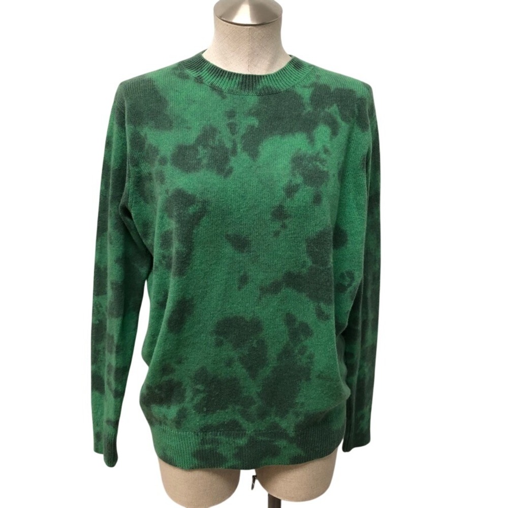 The Elder Statesman Sweater Womens Small Green Tie Dye Cashmere Crew Neck